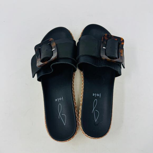 Joie Lyla Black Leather Slide Sandals Platform Buckle Detail Size 7.5 - Picture 8 of 11